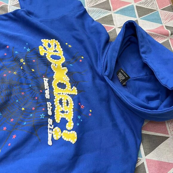 Sp5der Worldwide Blue TC Hoodie M Young Thug - Picture 2 of 6